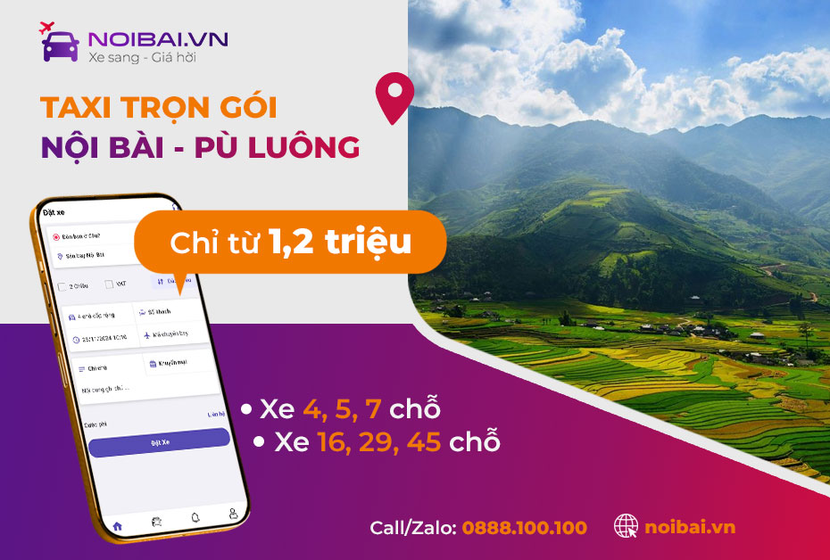 Hướng dẫn đón xe từ Nội Bài đi Pù Luông, Thanh Hóa